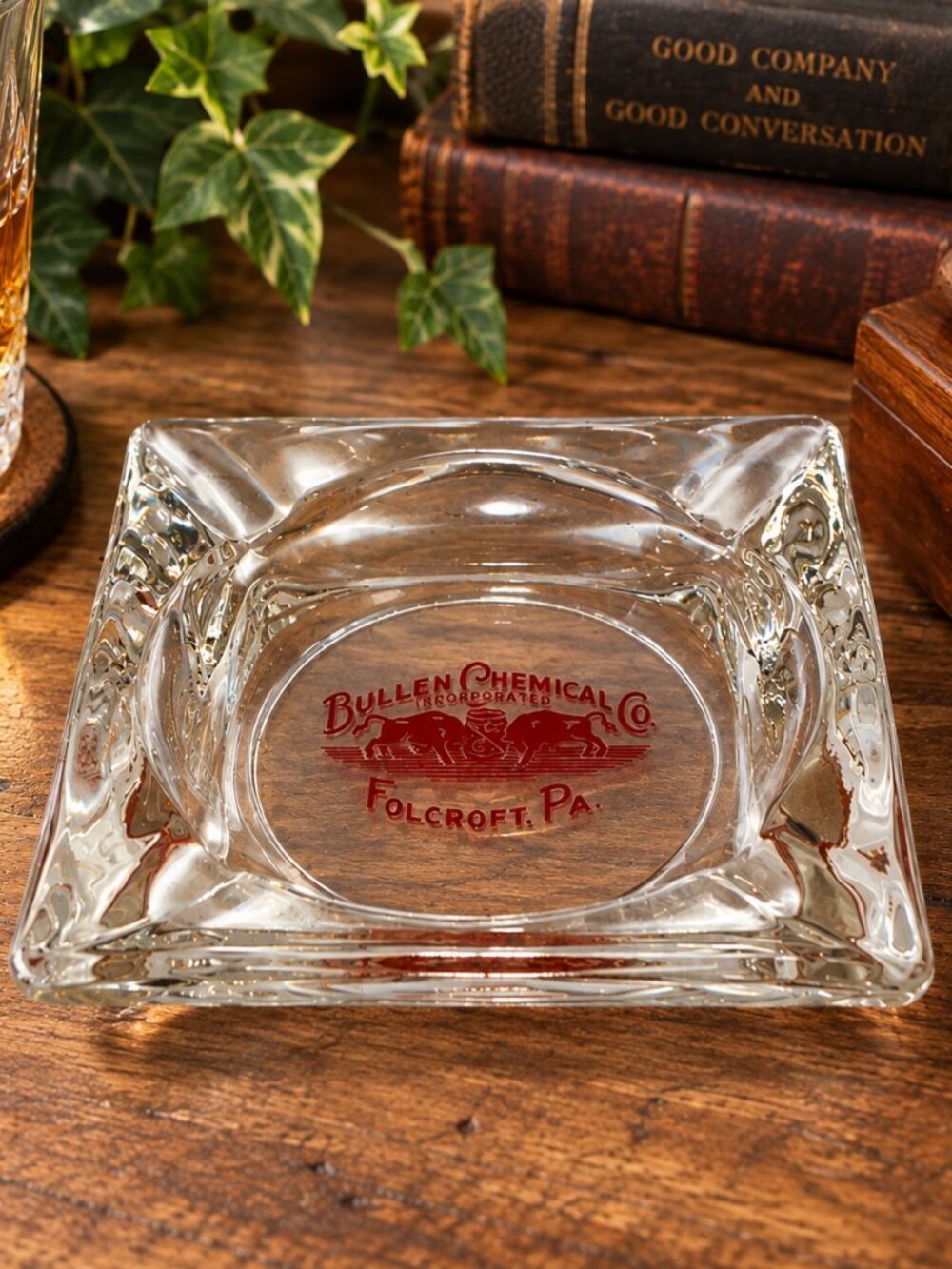 Vintage Bullen Chemical Co. Folcroft PA Advertising Glass Ashtray